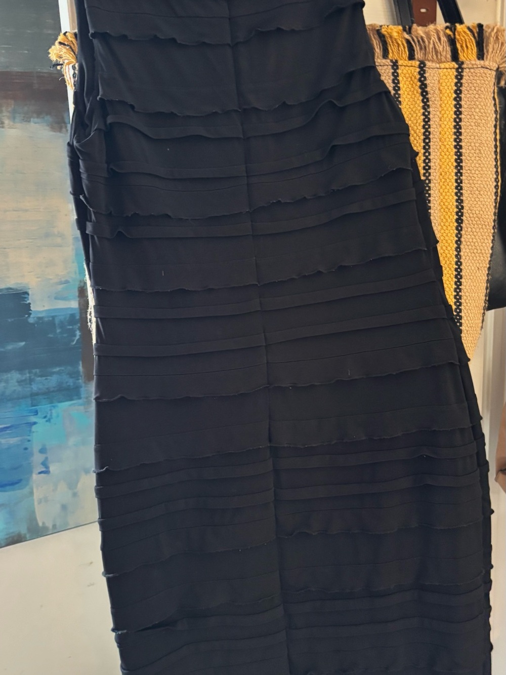 Calvin Klein Black Layered Ruffle Pencil Dress
